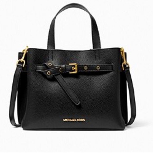NWT MICHAEL KORS Emilia Small Pebbled Leather Satchel black - Picture 1 of 7